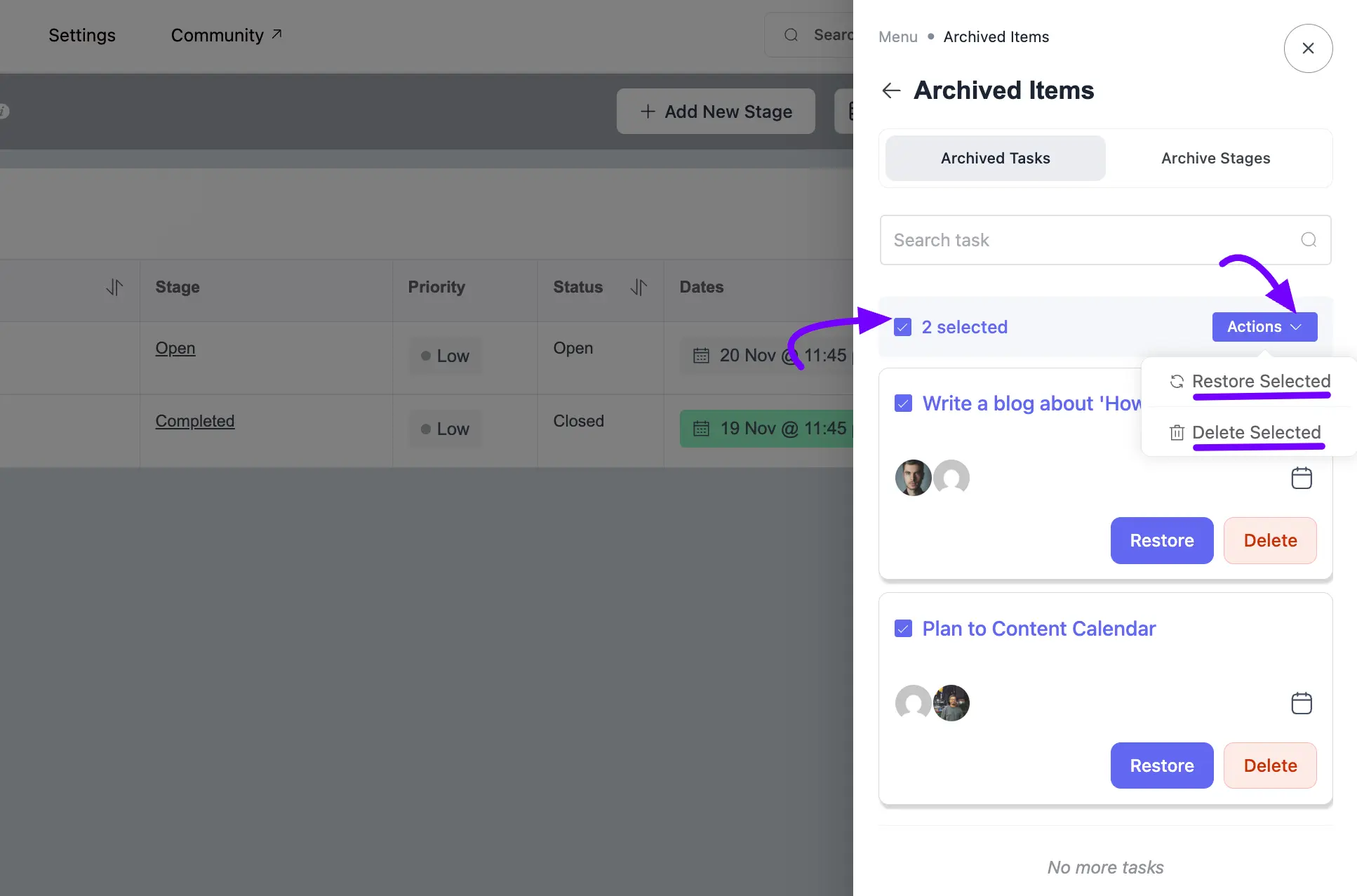 bulk archive restore data