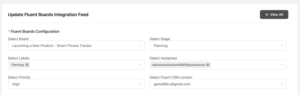 update fluentboards integration feed in fluent forms