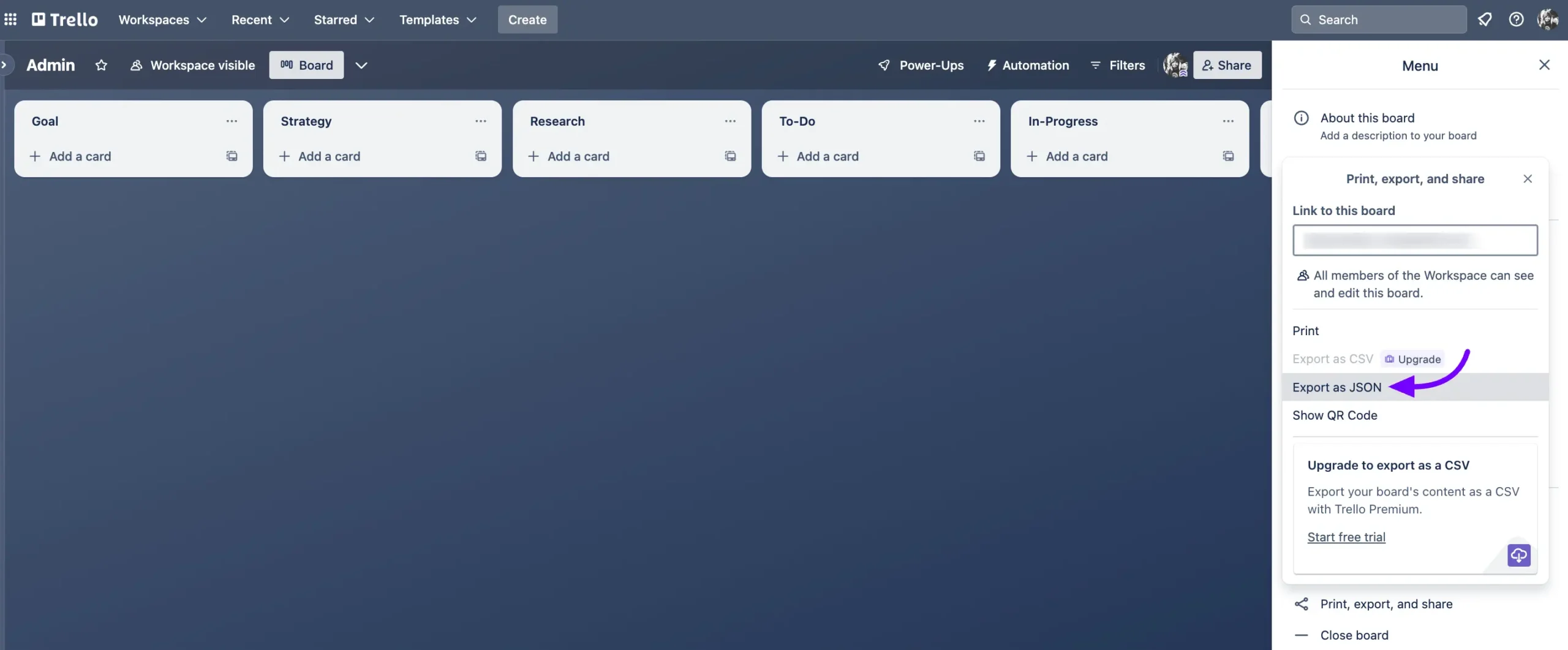 admin trello json download