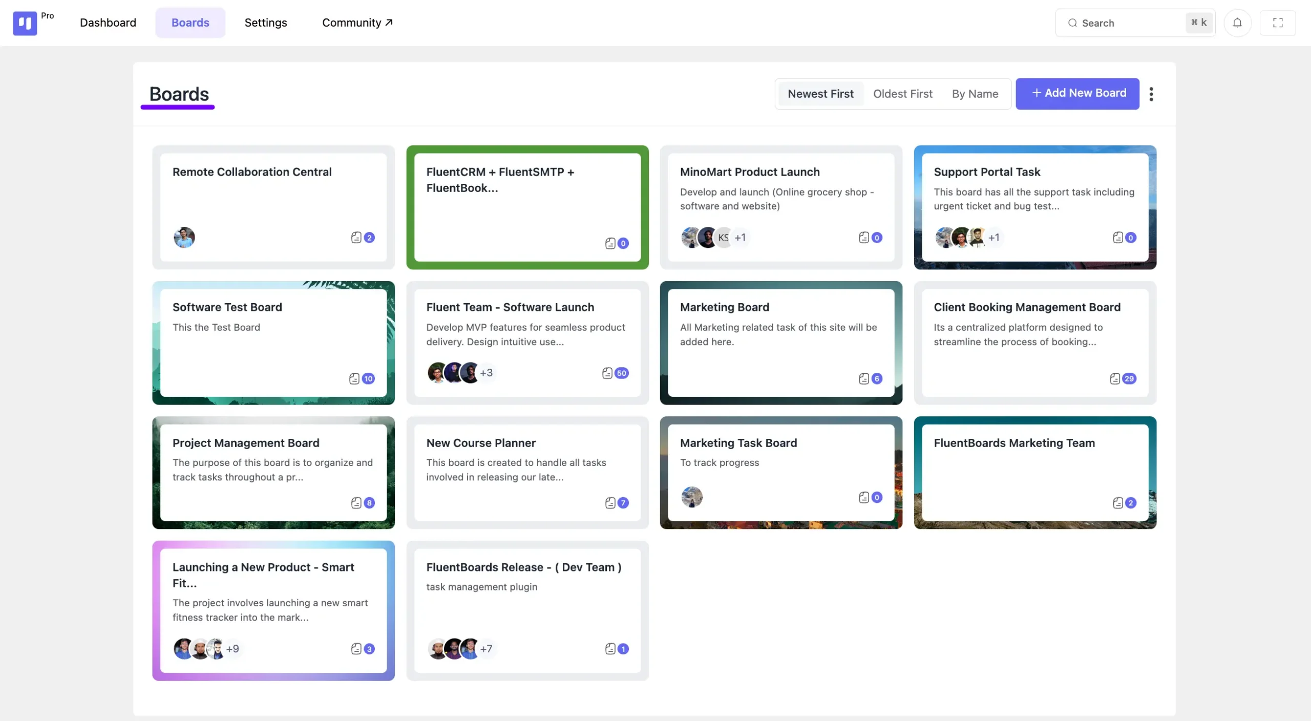 fluentboards boards dashboard