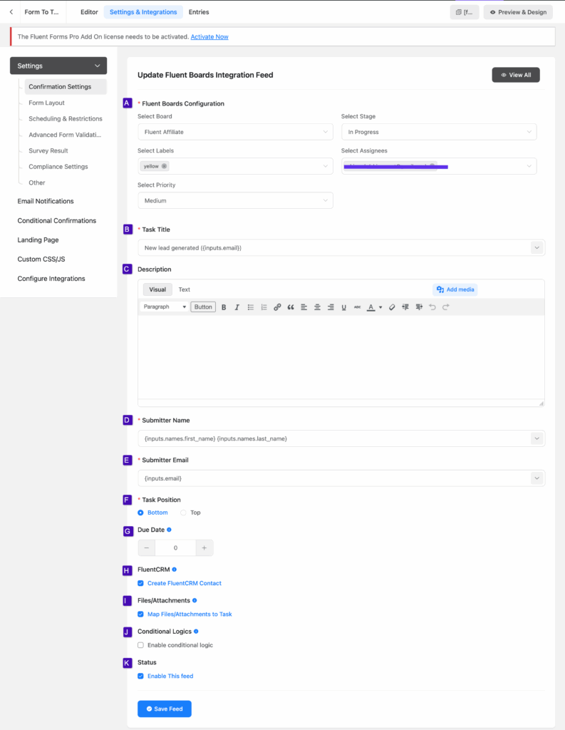 form integration setup
