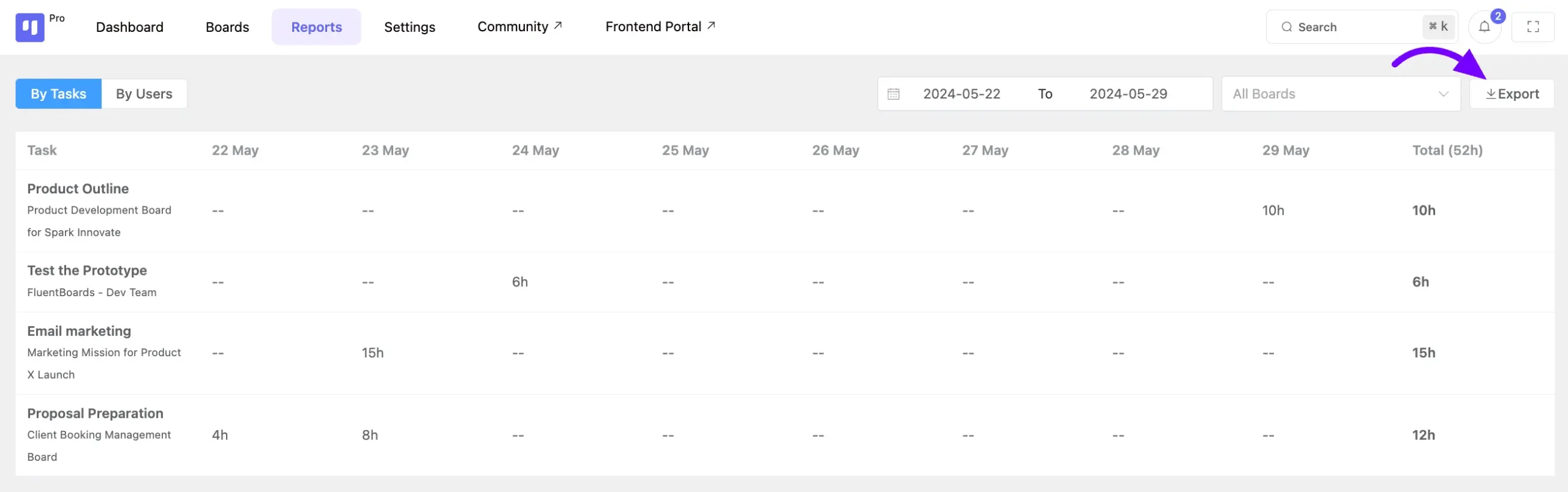 time sheet export 