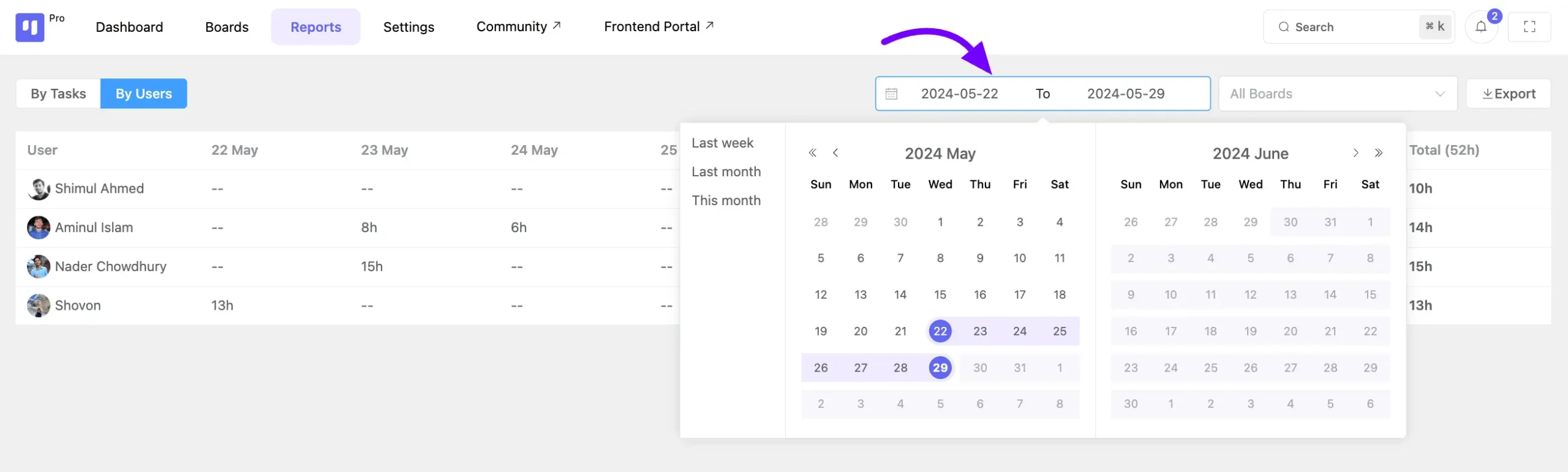 timesheet date field 