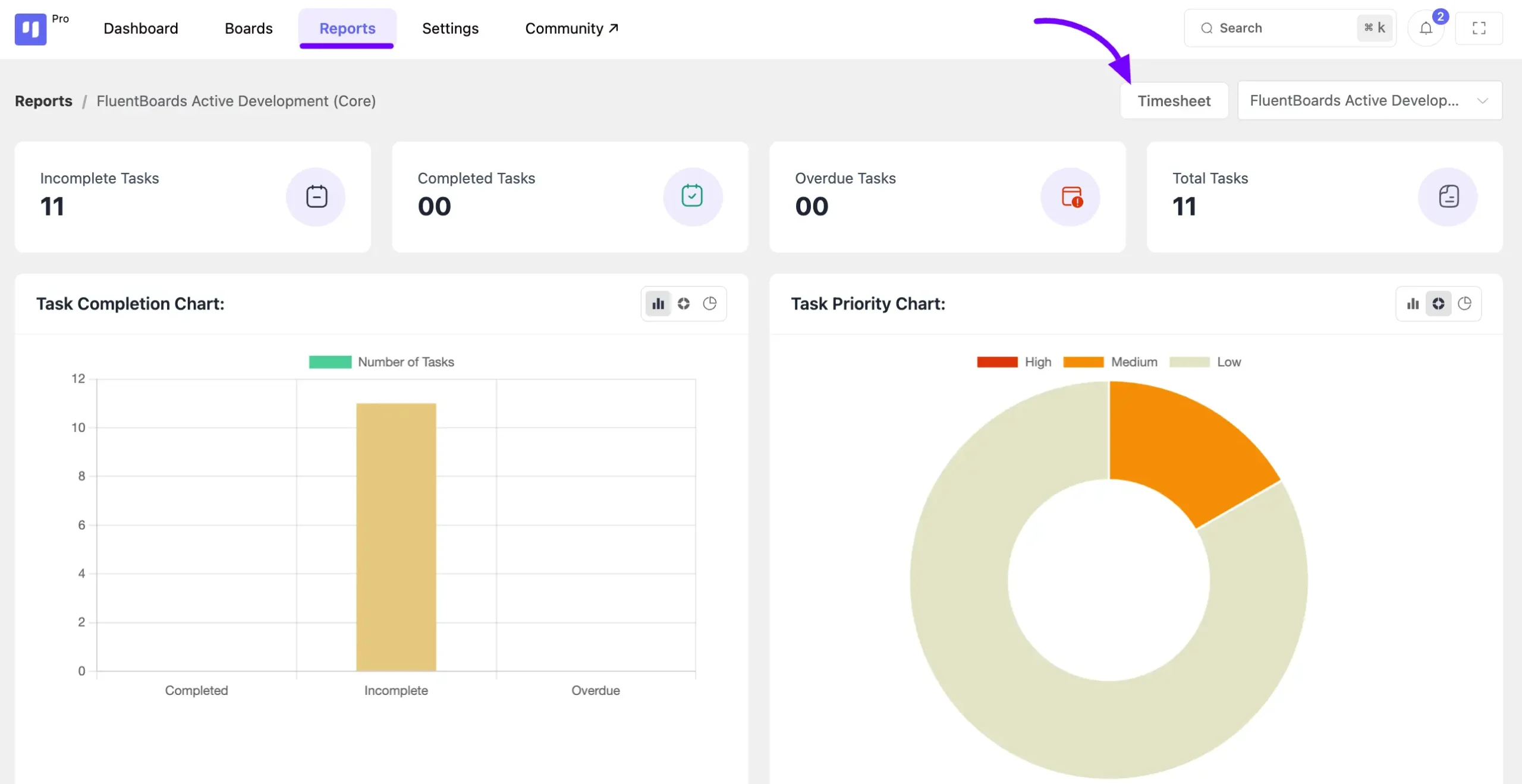 timesheet reports button 