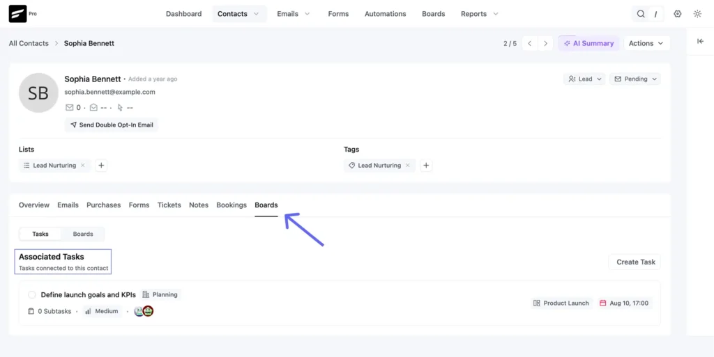 Use Case One: Check a Contact's Boards and Tasks From FluentCRM 2