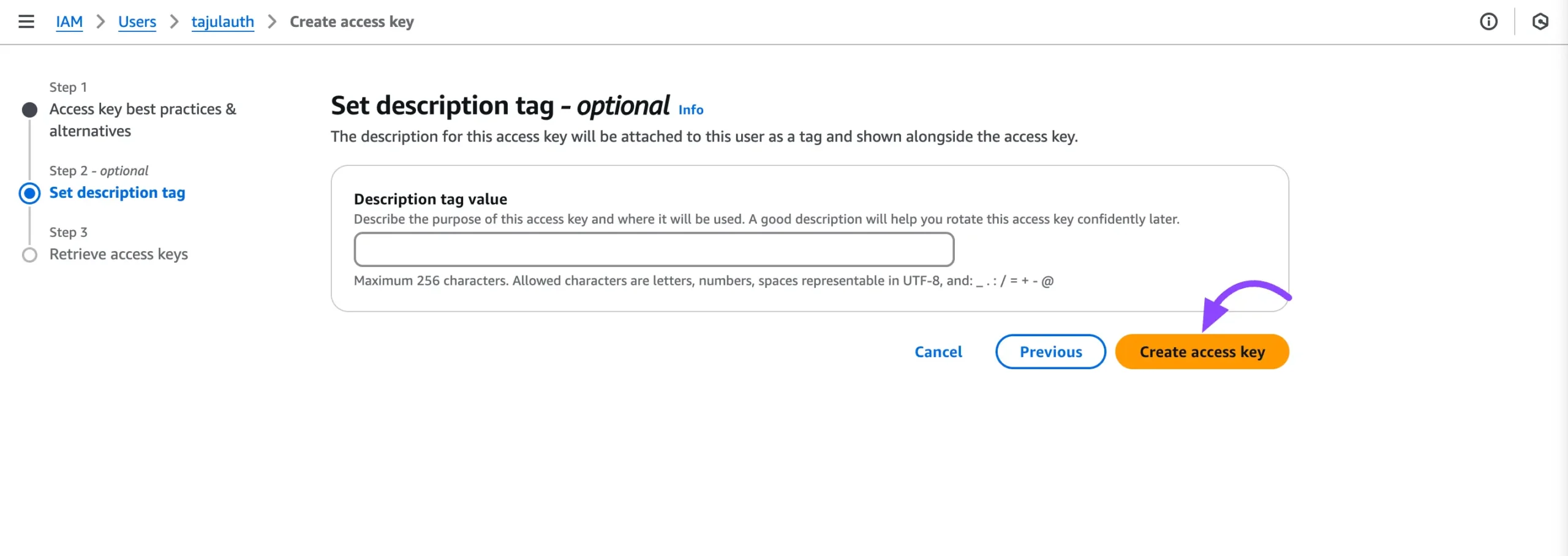 create access key 13