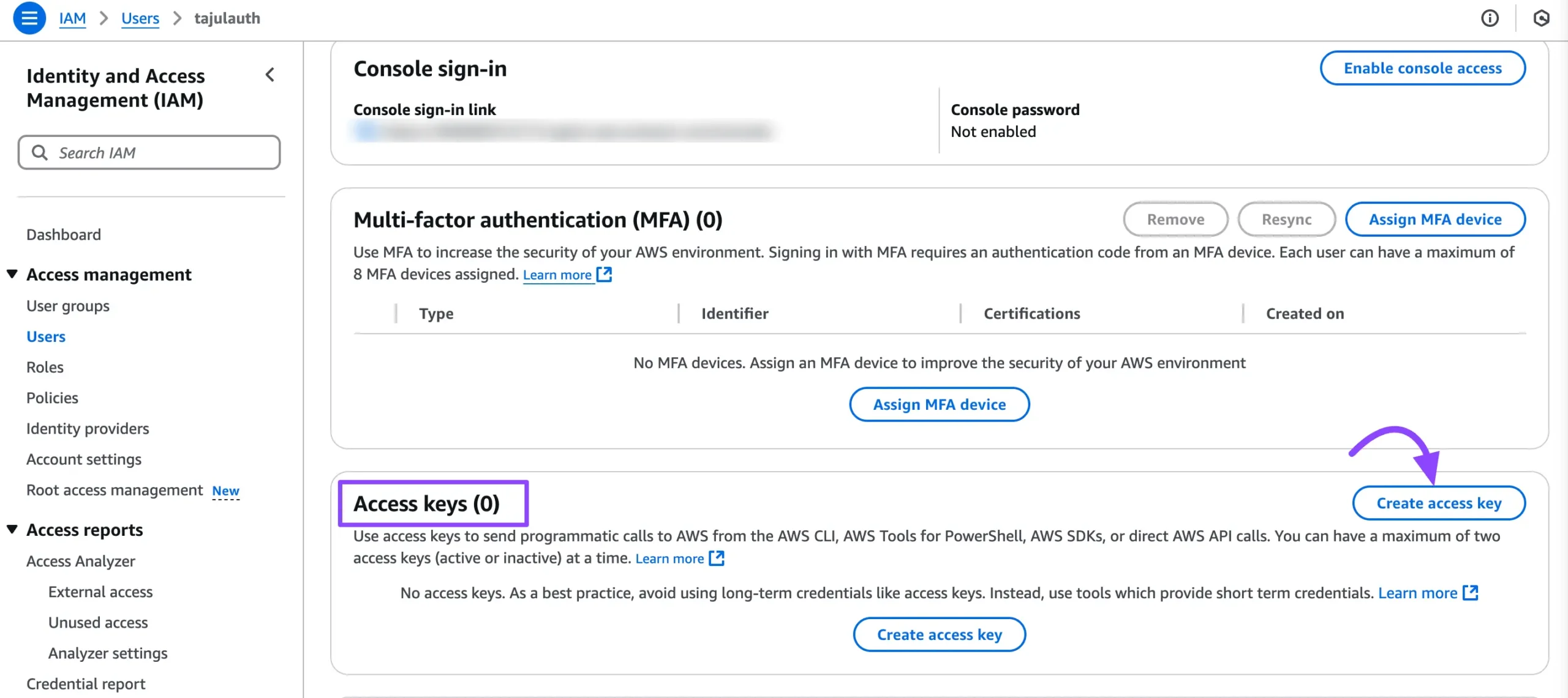 create access key