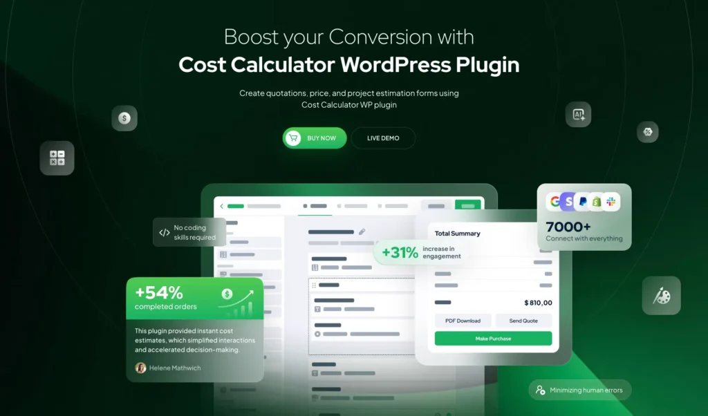 Cost Calculator WordPress Plugin
