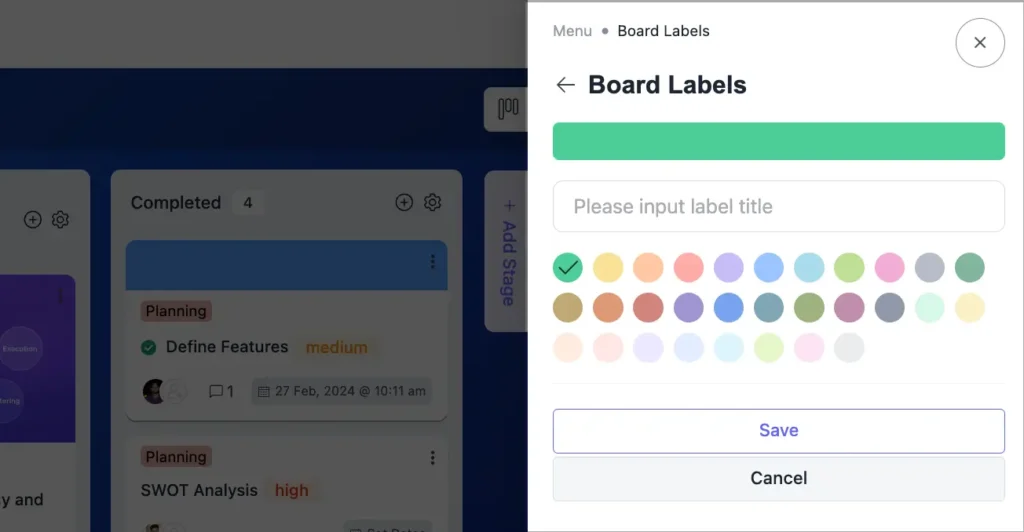 Previously, board labels were limited to a set of predefined colors.