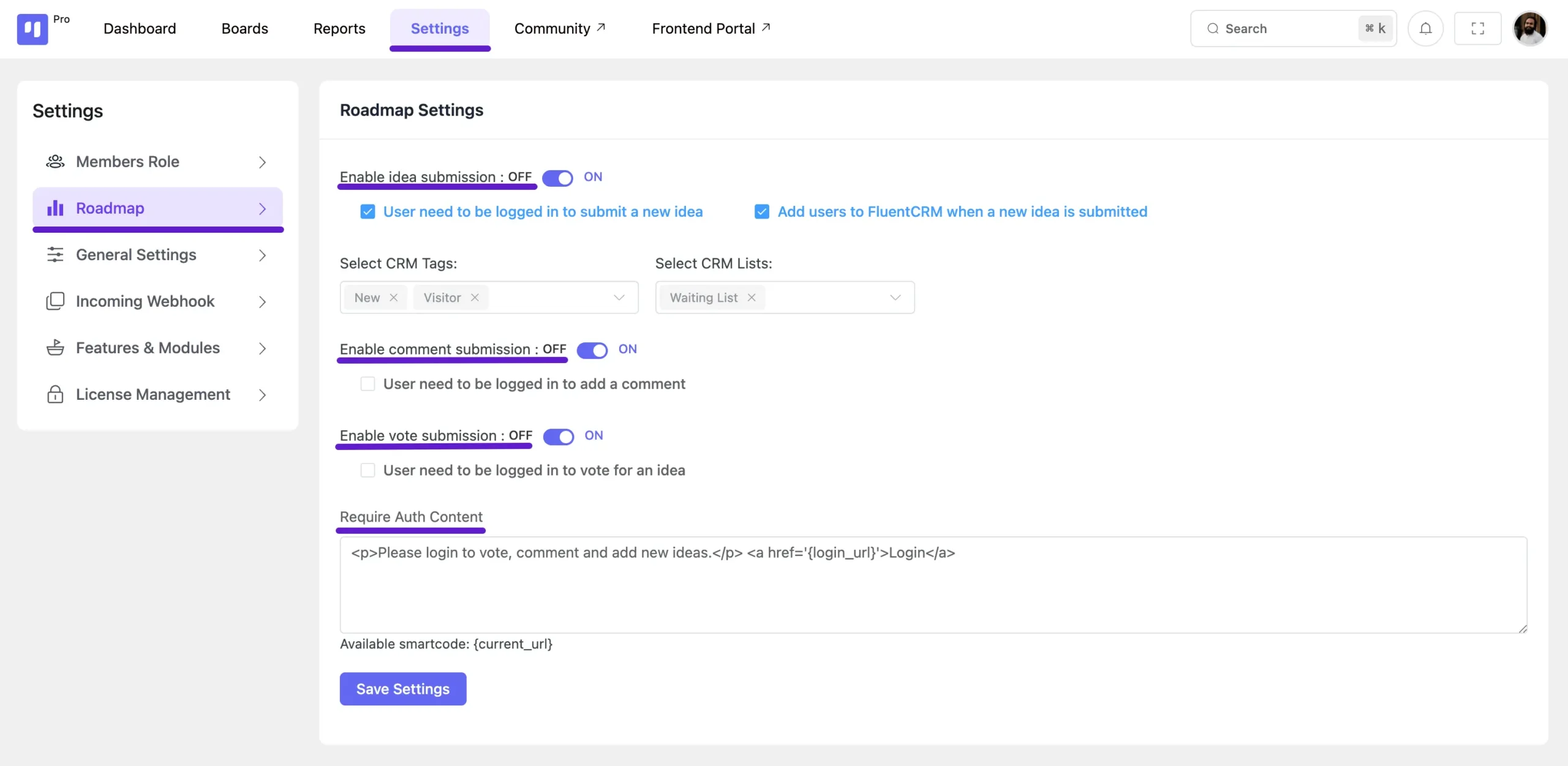 roadmap settings 5