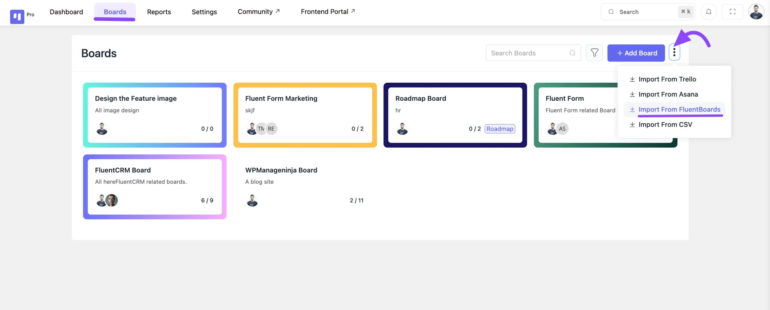 export from fluentboards