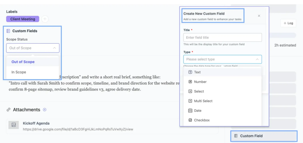 Adding a custom field to capture measurable information.