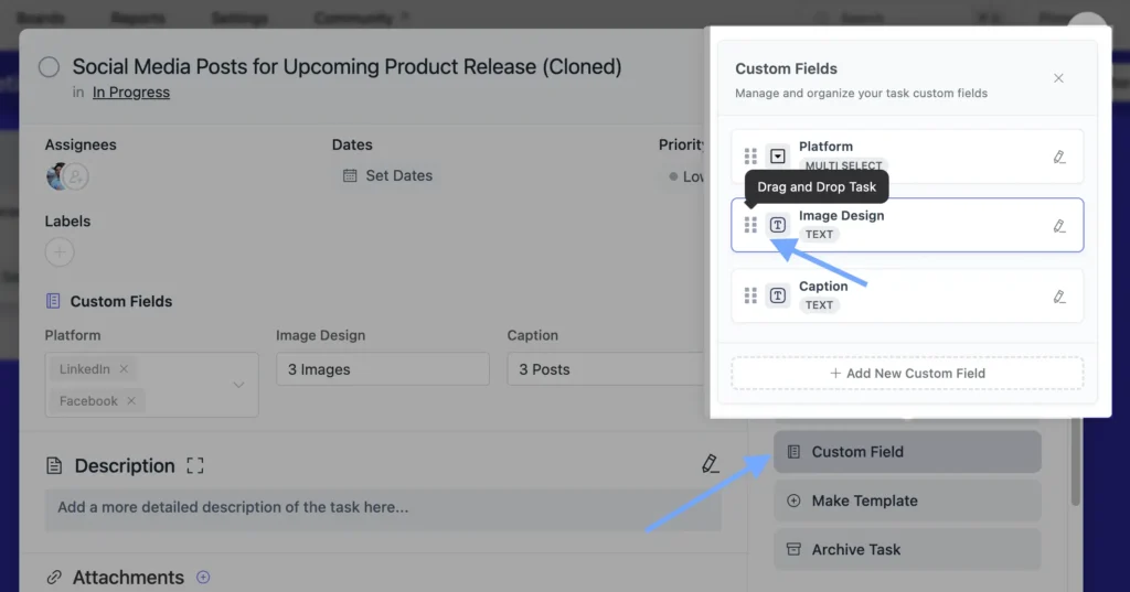 Rearrange Custom Fields Order with Drag Functionality