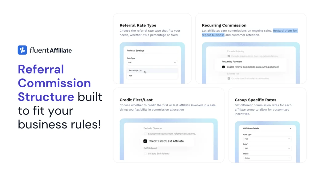 FluentAffiliate Feature - Decide the commission, reward fairly