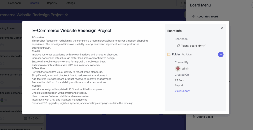 Project planning documentation