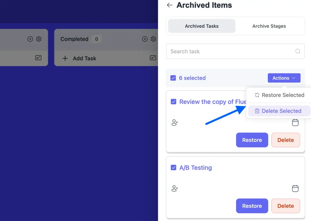 Bulk Restore and Delete for Archived Tasks