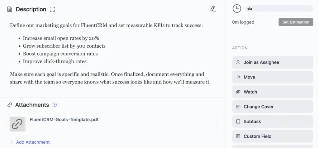 Add detailed task descriptions and attach relevant files to keep your team informed!