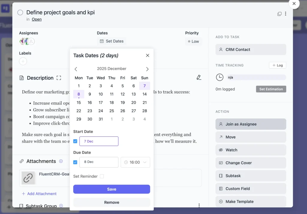Set deadlines and track time