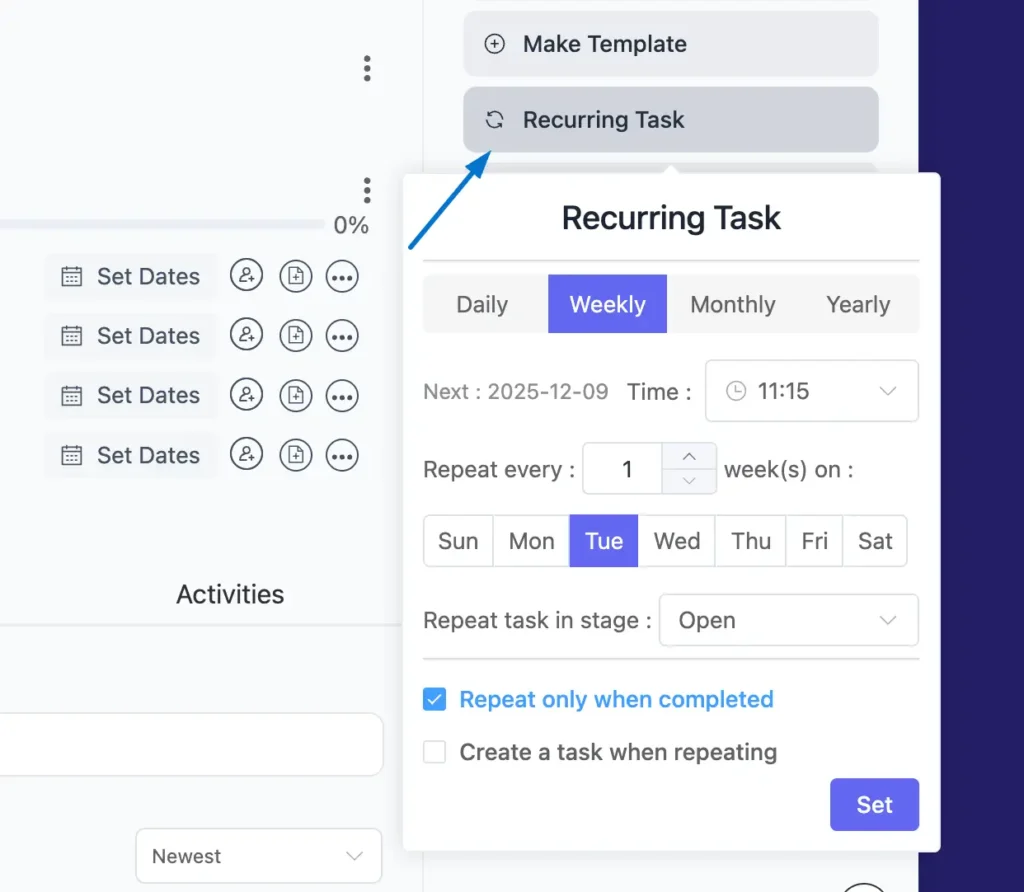 Automate repetitive tasks with recurring schedules to keep execution flowing consistently!
