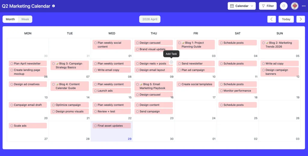 fluentboards calendar view
