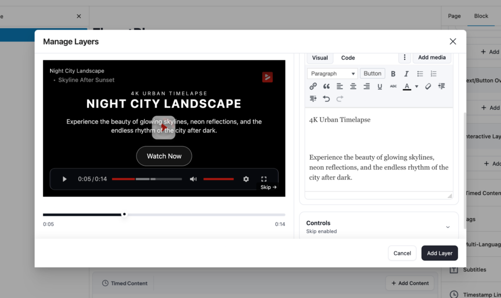FluentPlayer Interactive Layers Features