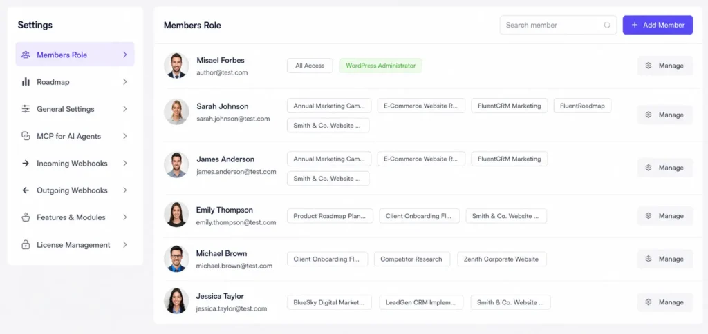 Manage roles across every client board from one place (Image: FluentBoards)