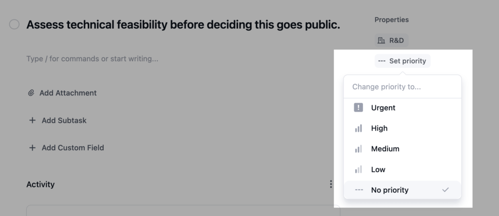 Task Priority: No Priority State and Urgent Level