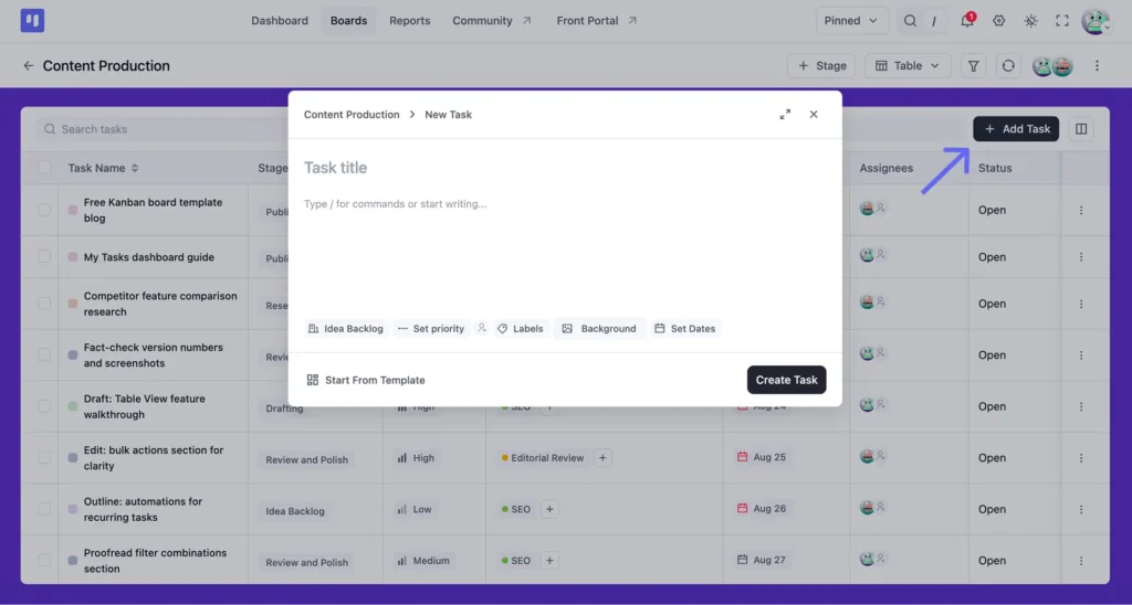 Add Task (FluentBoards)