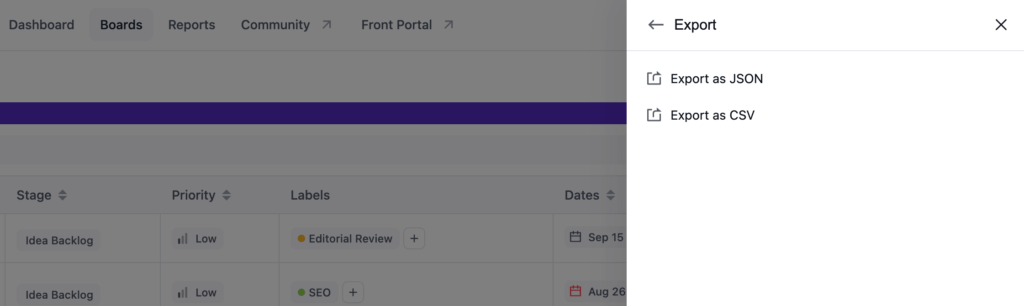 Exporting the Table