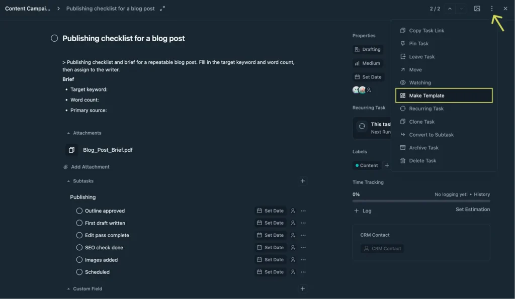 Task Templates (FluentBoards)