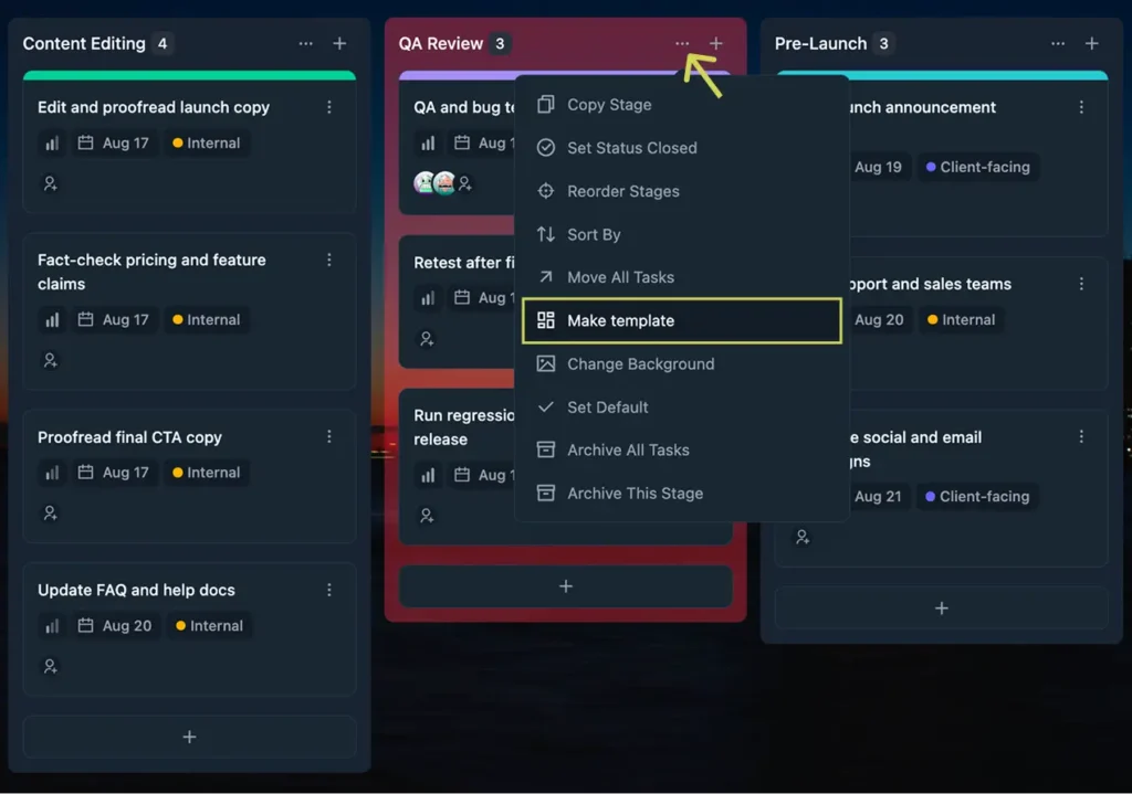 Stage Templates (FluentBoards)