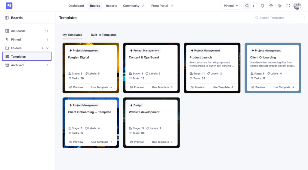Built-in Templates and My Templates(FluentBoards)