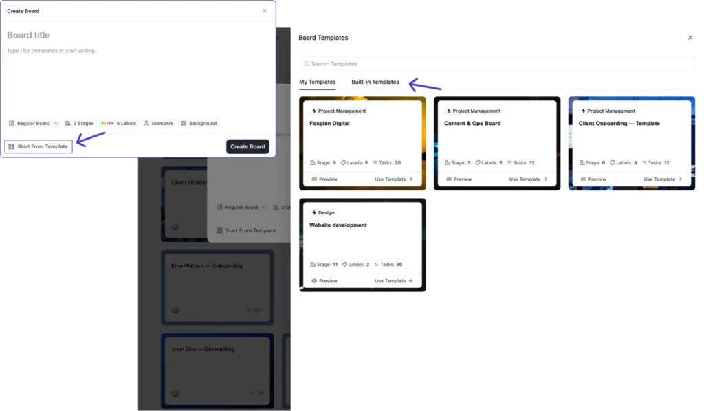 Start From a Template FluentBoards)