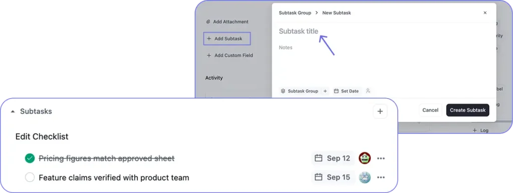 Subtask(FluentBoards)