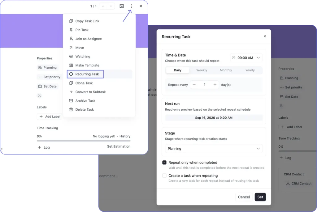 Recurring Task (FluentBoards)