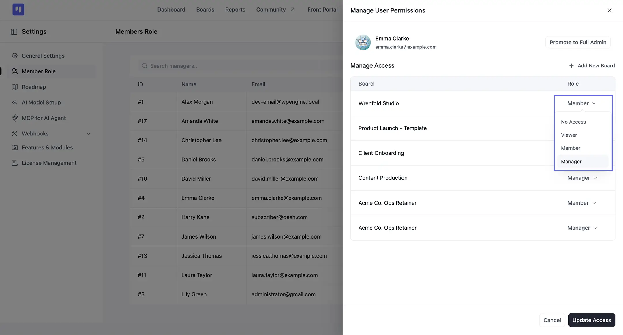 The Manage User Permissions (FluentBoards)