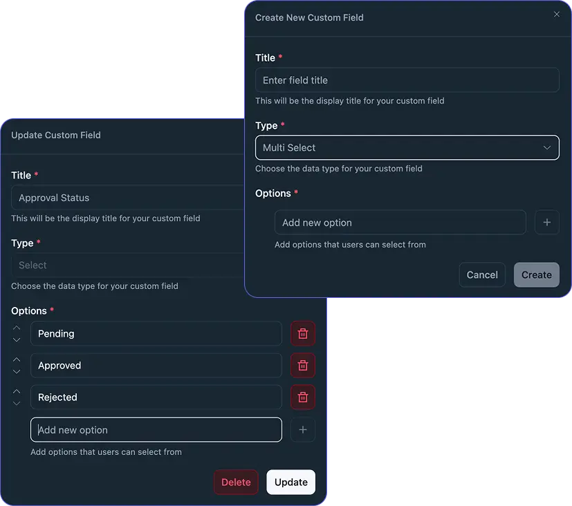 Adding options to a Select field (Image: FluentBoards)