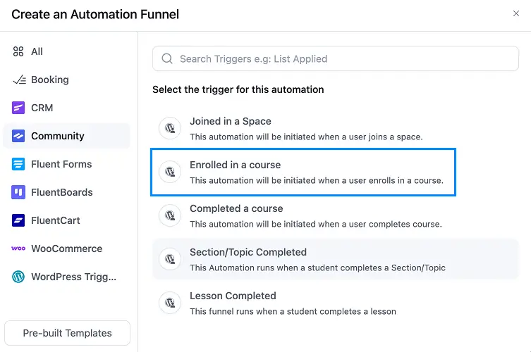 Community → Enrolled in a course