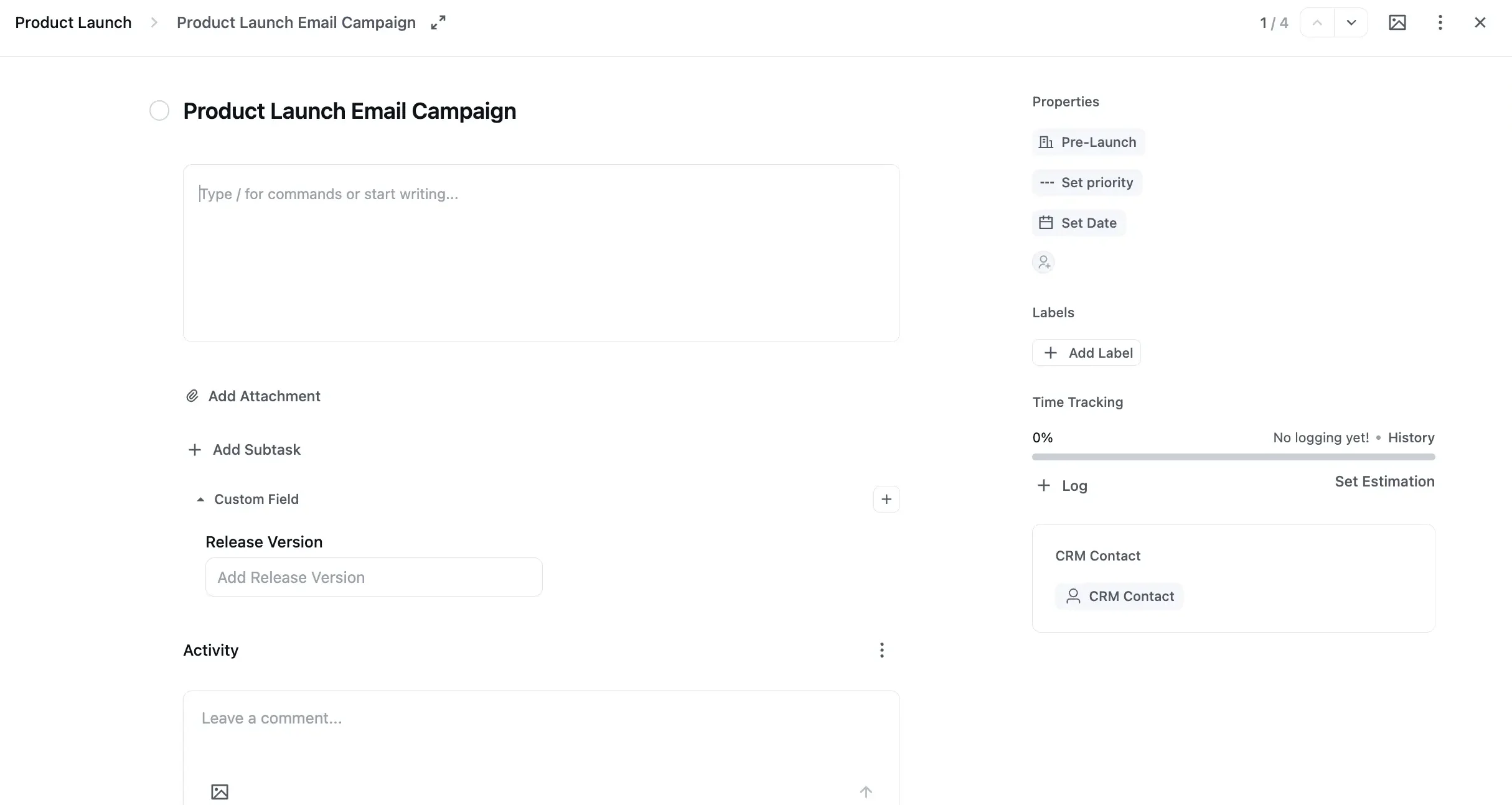Task Menu (FluentBoards)