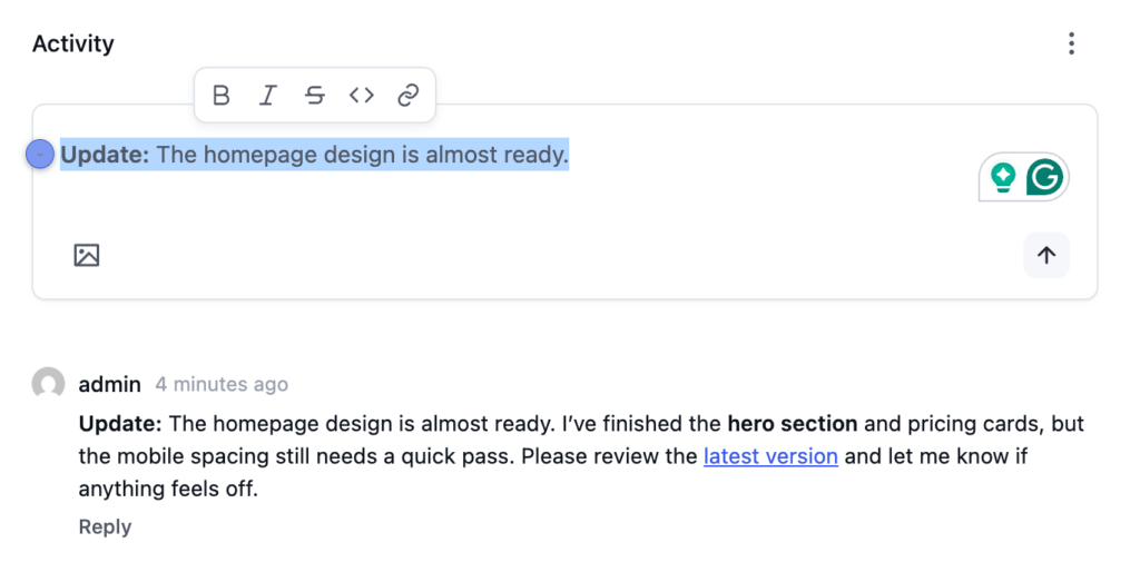 Rich Text Comments and Replies
