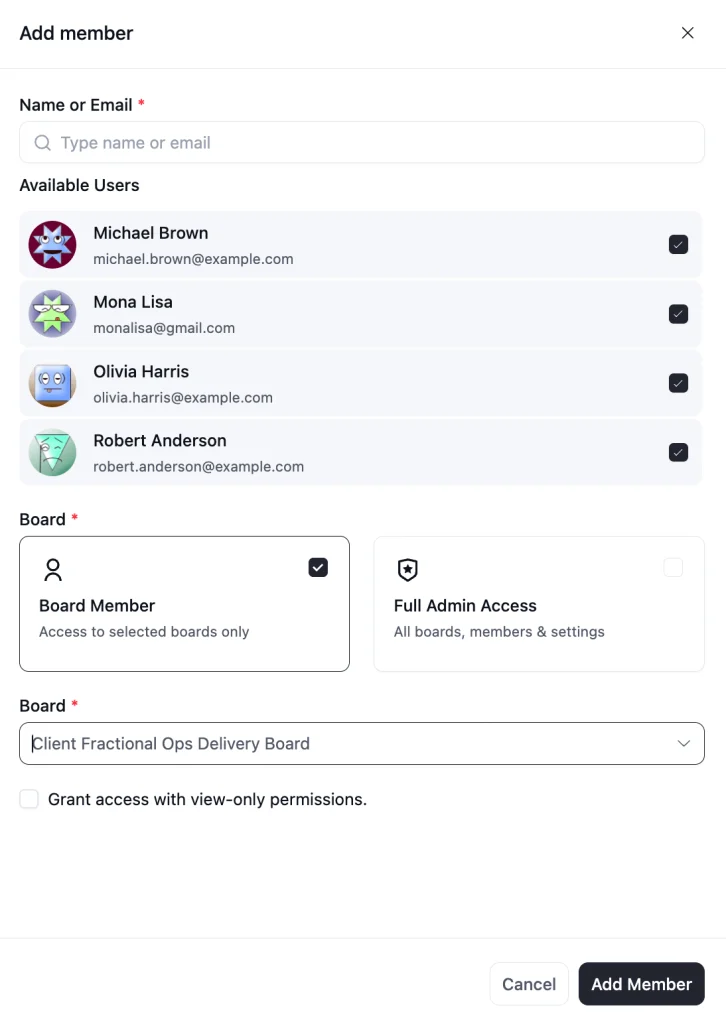Adding members (FluentBoards)