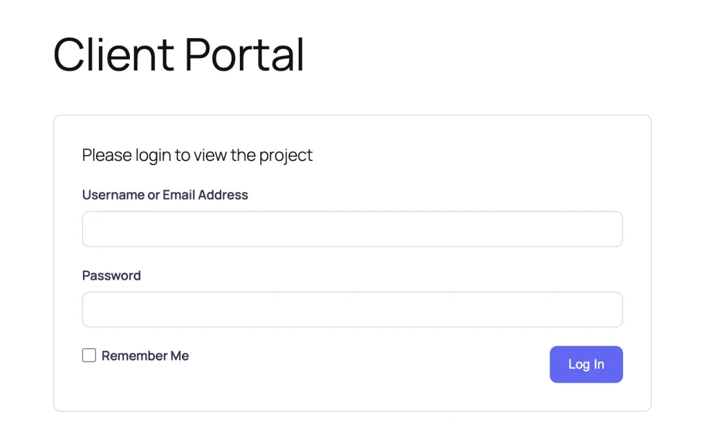 The portal login screen for clients (Image: FluentBoards)