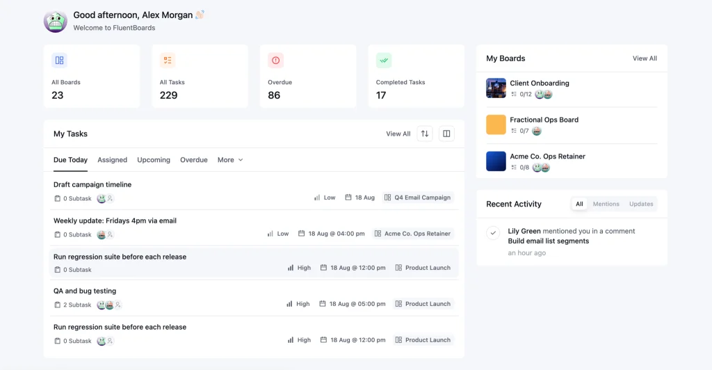 FluentBoards my task dashboard