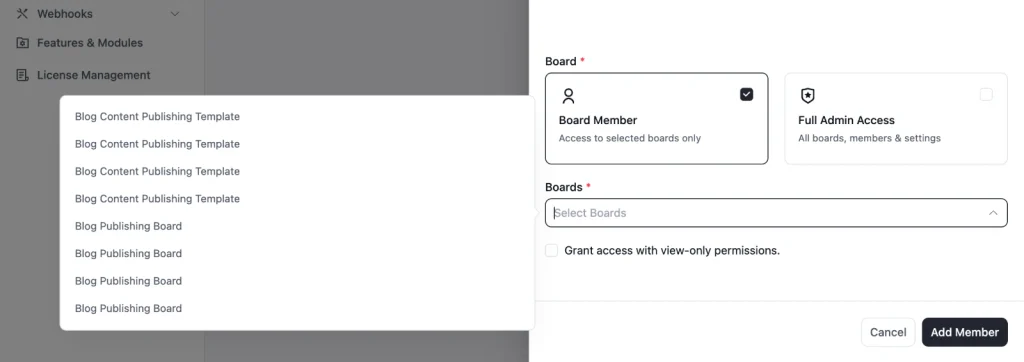 easier member access across boards
