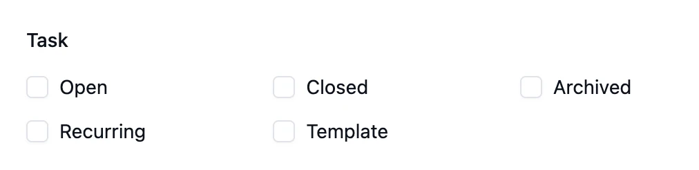 filter recurring tasks and task templates