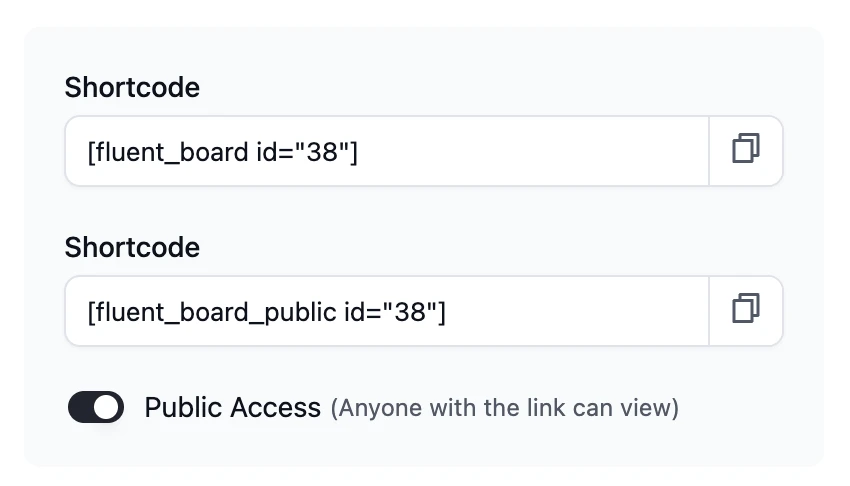 fluentboards shortcode