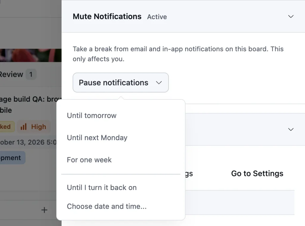 pause notification for a specific task