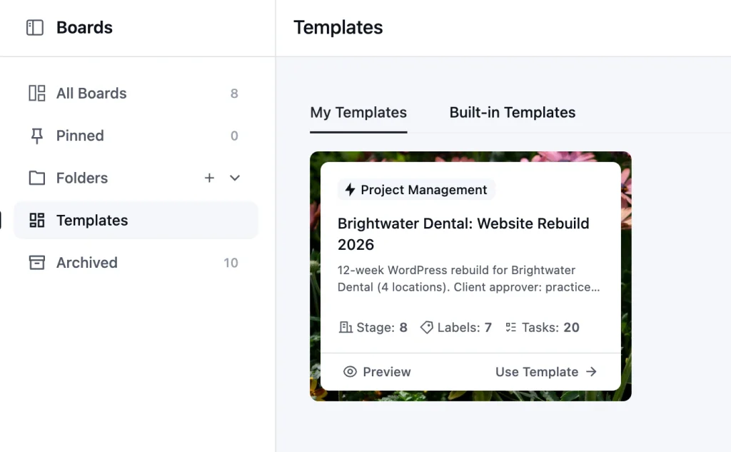 save any board as a template